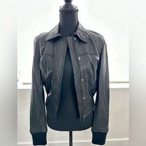 Catherine Malandrino Black leather jacket size US6